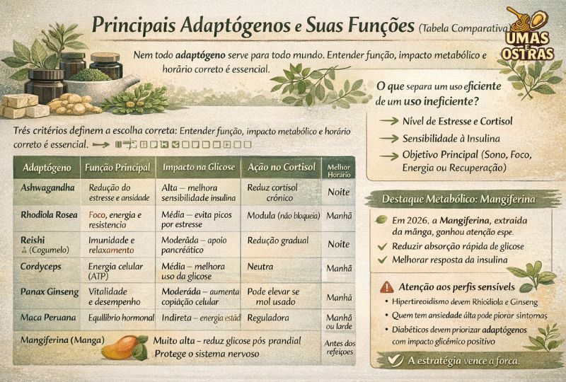 Principais Adaptógenos e Suas Funções