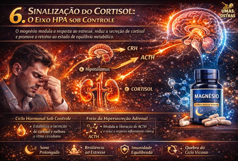 Modulação da resposta ao estresse, estabilização do ACTH e restauração do ritmo circadiano sob controle mineral.