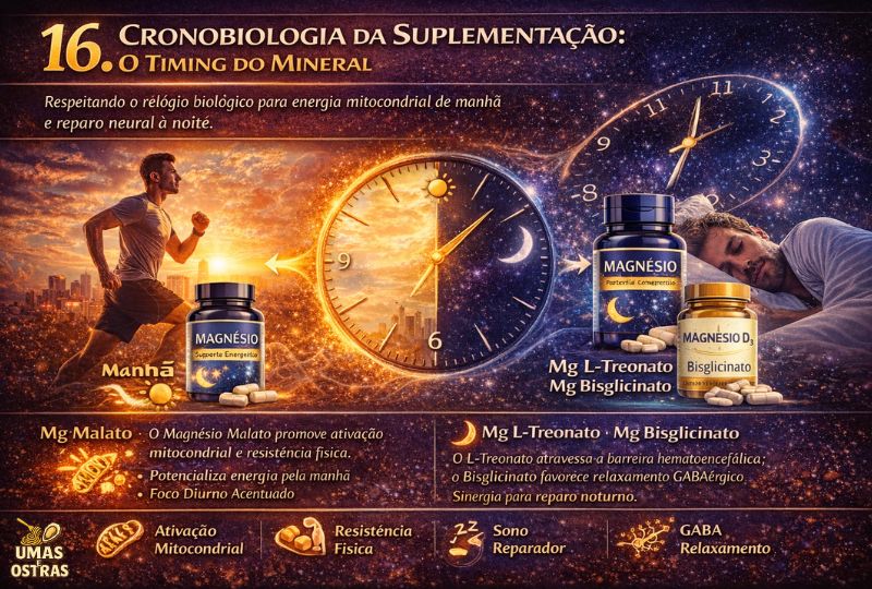 Estratégia Bifásica de suplementação com Magnésio: ativação mitocondrial matinal e reparo neural noturno alinhados ao ritmo circadiano.