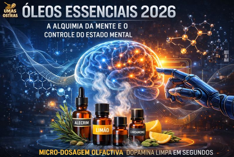 Sinalização olfativa com óleos essenciais modulando foco, sono e performance mental em 2026