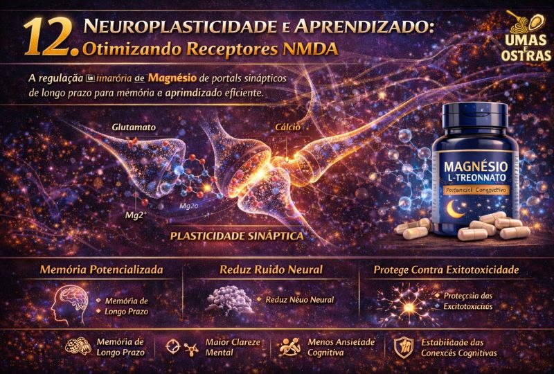 O papel do Magnésio na regulação dos receptores NMDA receptor e na otimização da Potenciação de Longo Prazo (LTP).