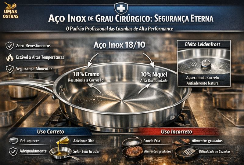 “Aço Inox 18/10: O Padrão Profissional Para Cozinhar com Segurança Total”