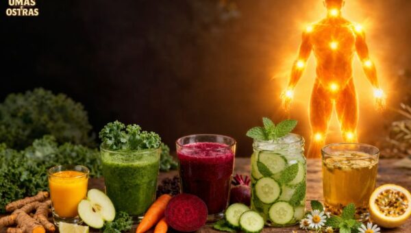 5 sucos naturais anti-inflamatórios com ingredientes como cúrcuma, gengibre, couve, beterraba e limão para reduzir dores e inflamação