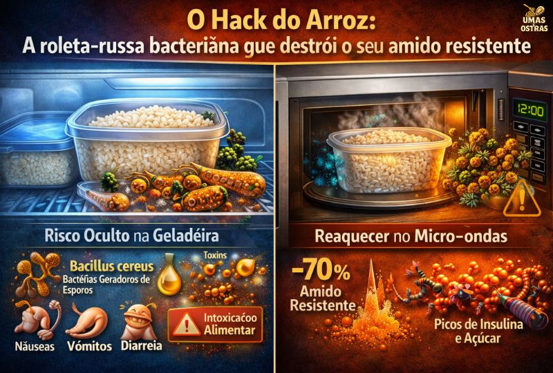 O perigo oculto do arroz requentado: bactérias, toxinas e perda do amido resistente