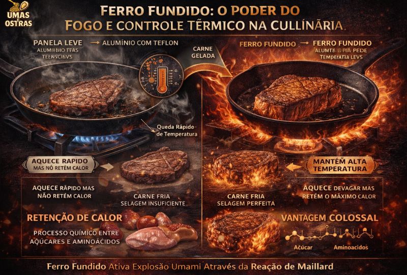 Retenção de Calor e Reação de Maillard: Por Que o Ferro Fundido Supera o Alumínio