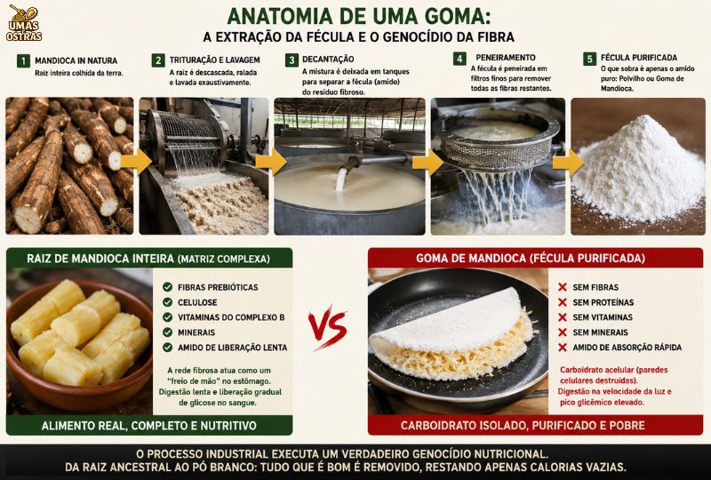 Processo Industrial da Tapioca: Diferença Entre Mandioca Natural e Goma de Tapioca Purificada