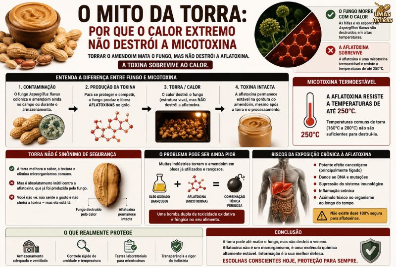 Infográfico Sobre Aflatoxina no Amendoim Torrado e Resistência das Micotoxinas ao Calor