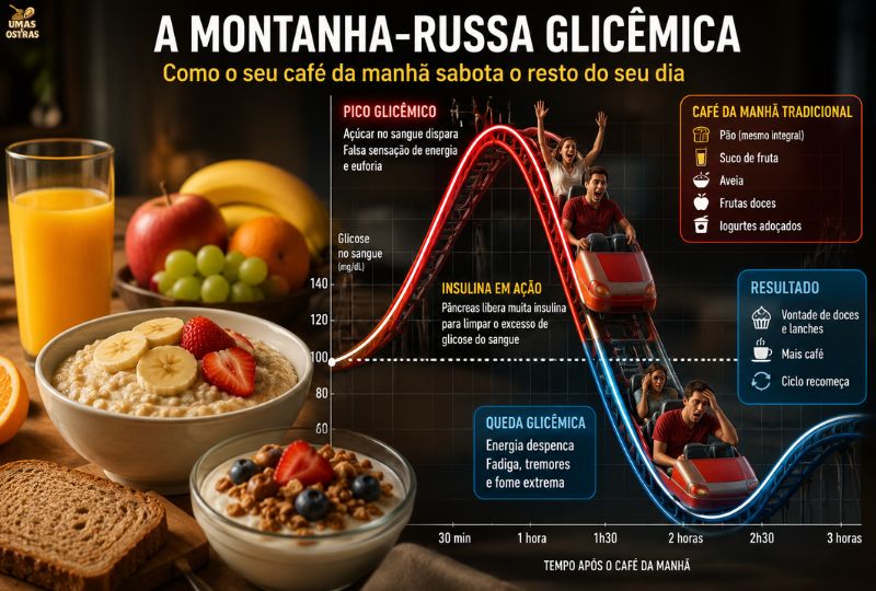 A Montanha-Russa Glicêmica Que Deixa Você Exausto Antes do Almoço