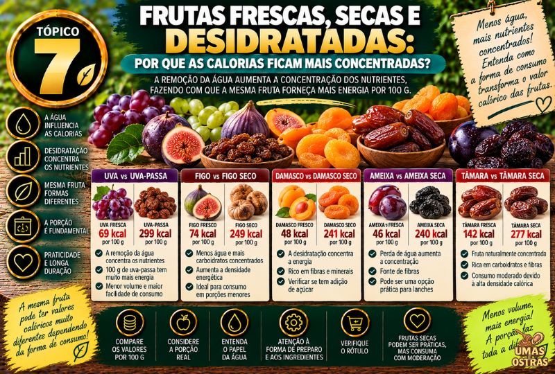 Frutas Secas e Desidratadas: Entenda Como a Remoção de Água Concentra as Calorias