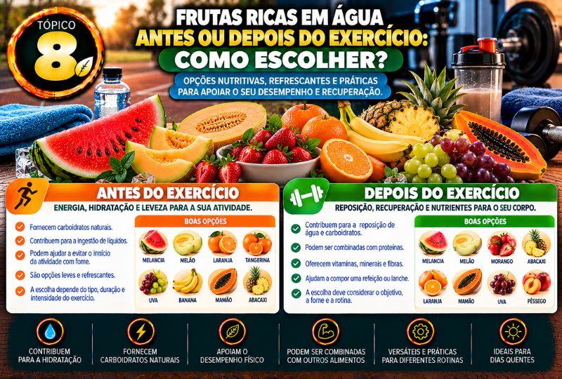 Frutas Ricas em Água para Antes e Depois do Exercício: Melancia, Melão, Laranja, Banana, Uva e Outras Opções